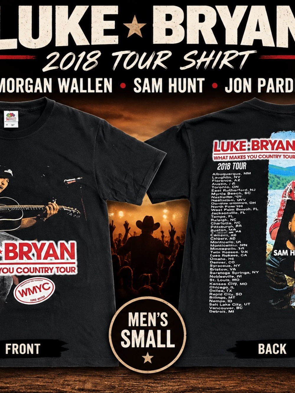 Luke Bryan 2018 Tour T Shirt Morgan Wallen Sam Hunt Jon Pardi Country